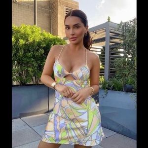 Zara CUT OUT SATIN EFFECT PRINTED DRESS